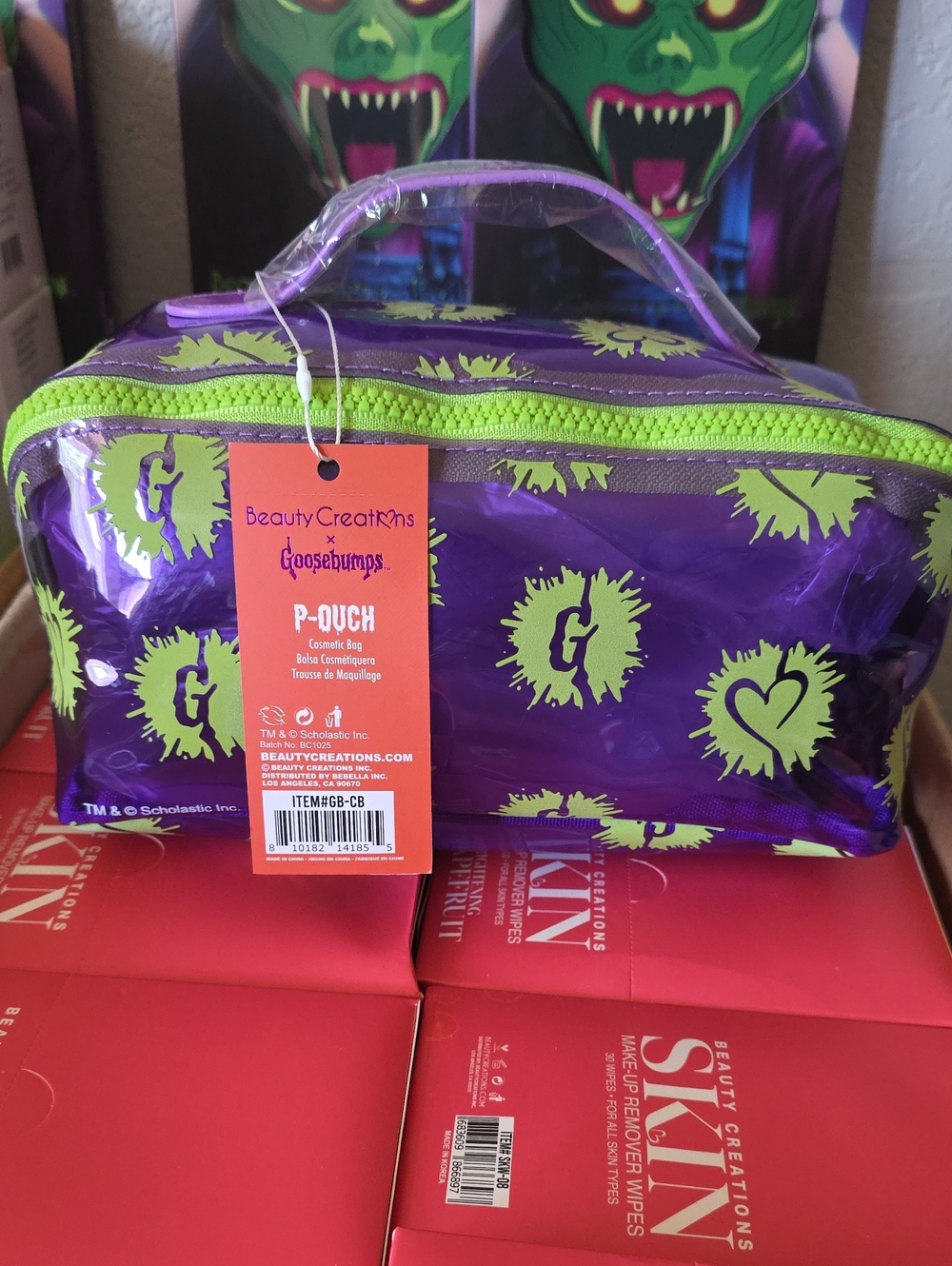 HTF/  Beauty Creations Goosebumps Purple Cosmetic Pouch